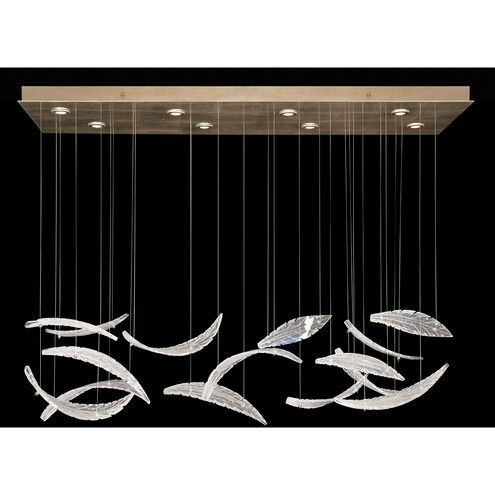 Elevate 8 Light 54 inch Gold Pendant Ceiling Light in Gold Leaf, Dichroic Plumes Studio Glass