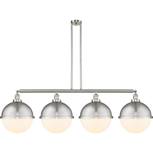 Franklin Restoration Hampden LED 57.5 inch Brushed Satin Nickel Island Light Ceiling Light in Matte White Glass