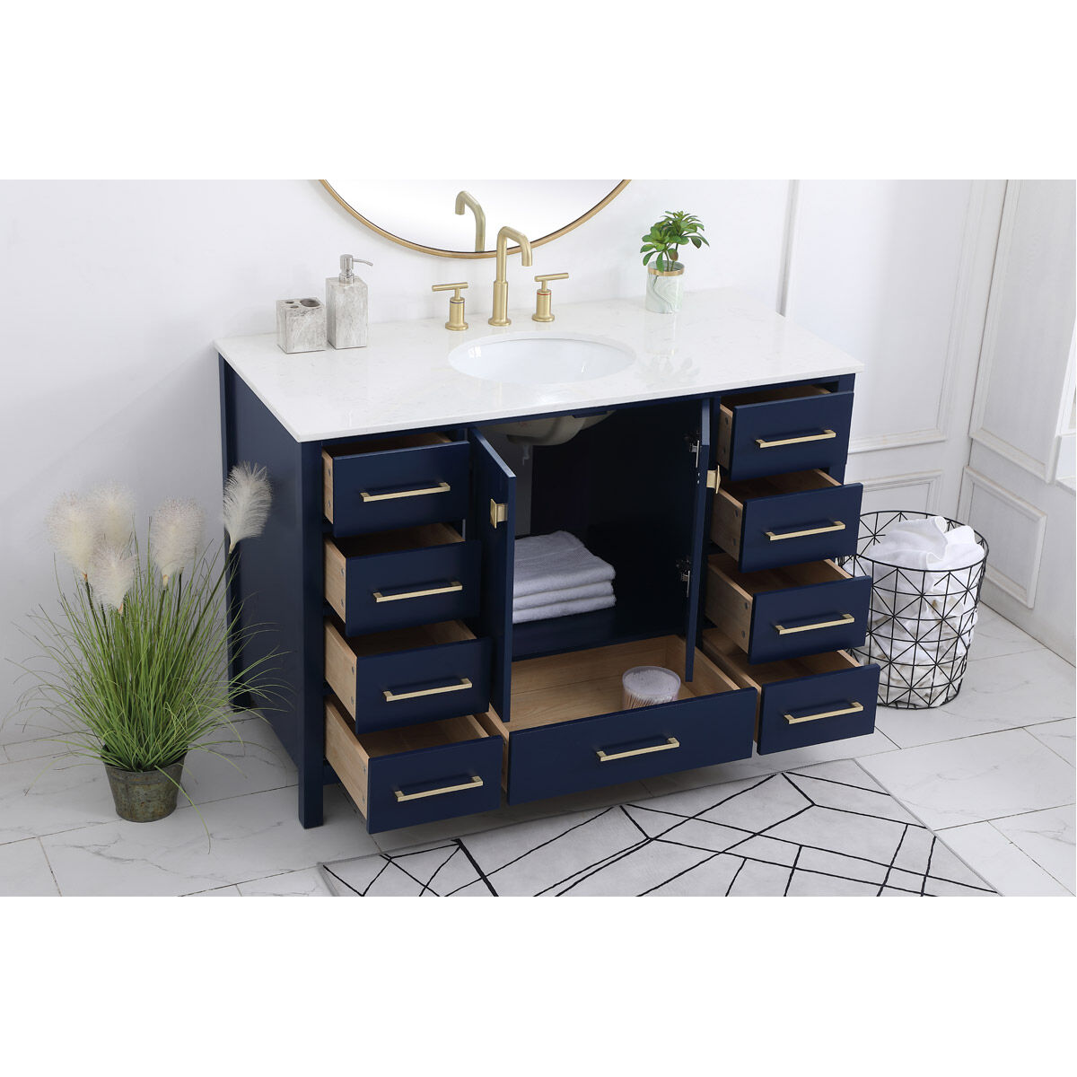 Irene 48 X 22 X 34 inch Blue Vanity Sink Set