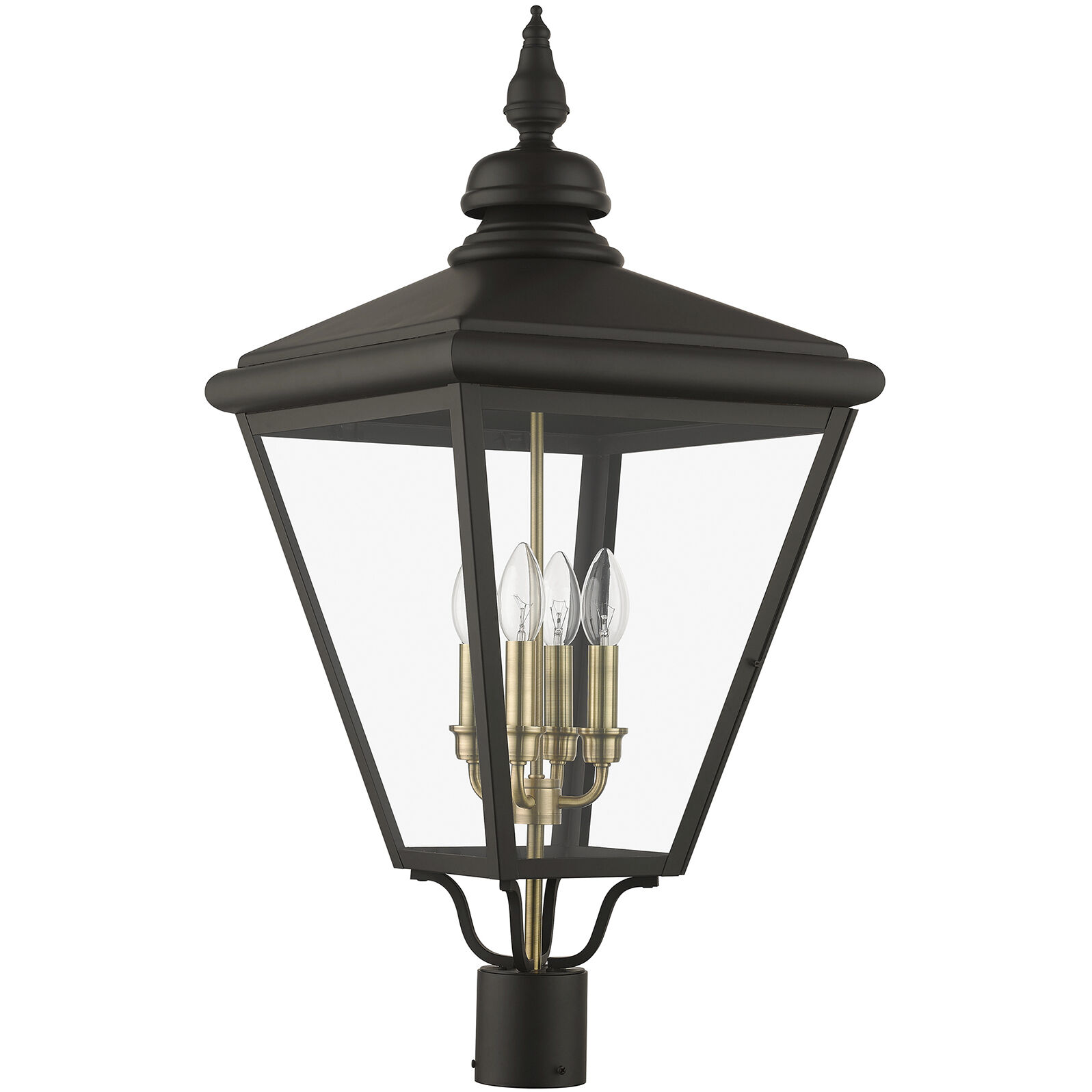 Adams 4 Light 31.5 inch Bronze with Antique Brass Finish Cluster Outdoor Extra Large Post Top Lantern