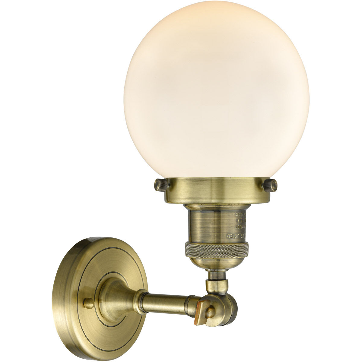 Franklin Restoration Beacon 1 Light 6 inch Antique Brass Sconce Wall Light in Cased Matte White Glass, Franklin Restoration