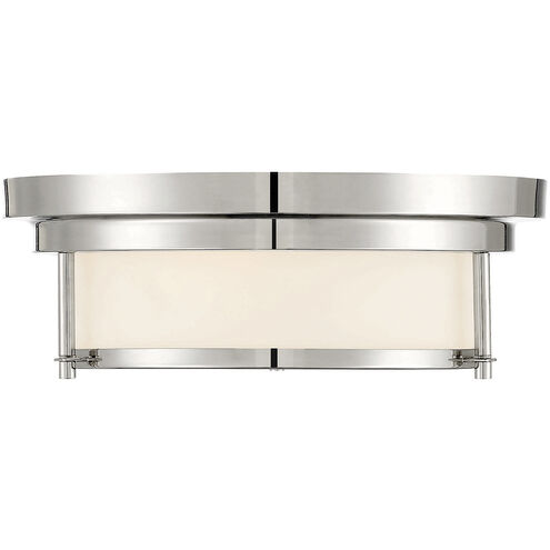 Contemporary 2 Light 13 inch Polished Nickel Flush Mount Ceiling Light