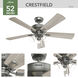 Crestfield 52 inch Matte Silver with Light Gray Oak/Warm Grey Oak Blades Ceiling Fan