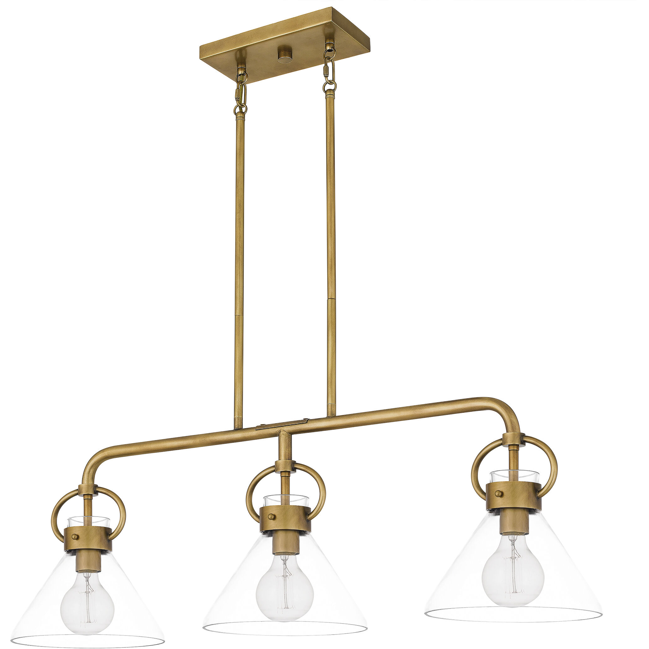 Webster 3 Light 36 inch Weathered Brass Island Light Ceiling Light