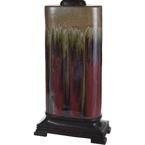 Signature 32 inch 100 watt Dark Red and Tan Glaze Table Lamp Portable Light