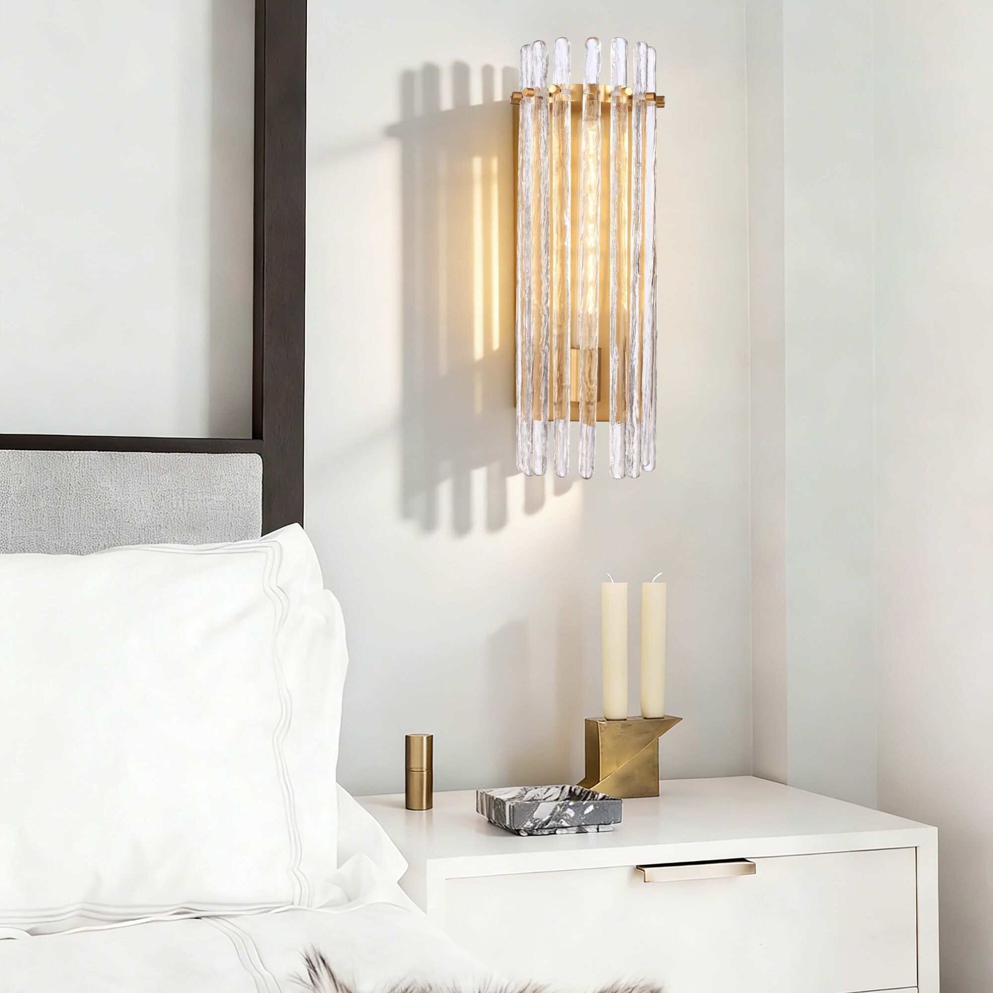 Icicles 1 Light 4.75 inch Satin Brass Sconce Wall Light