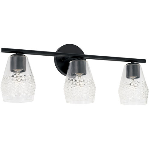 Dena 3 Light 23 inch Matte Black Vanity Light Wall Light