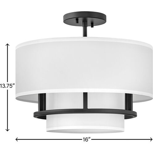 Graham LED 16 inch Black Indoor Semi-Flush Mount Ceiling Light