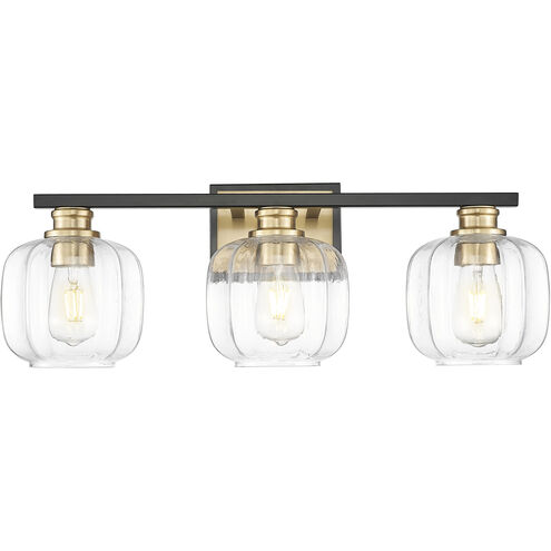 Oxley 3 Light 25 inch Matte Black and Brass Vanity Wall Light