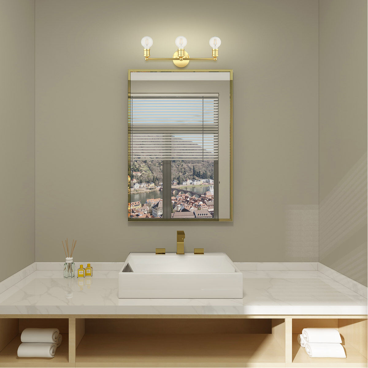 Lansdale 3 Light 20 inch Polished Brass Vanity Sconce Wall Light