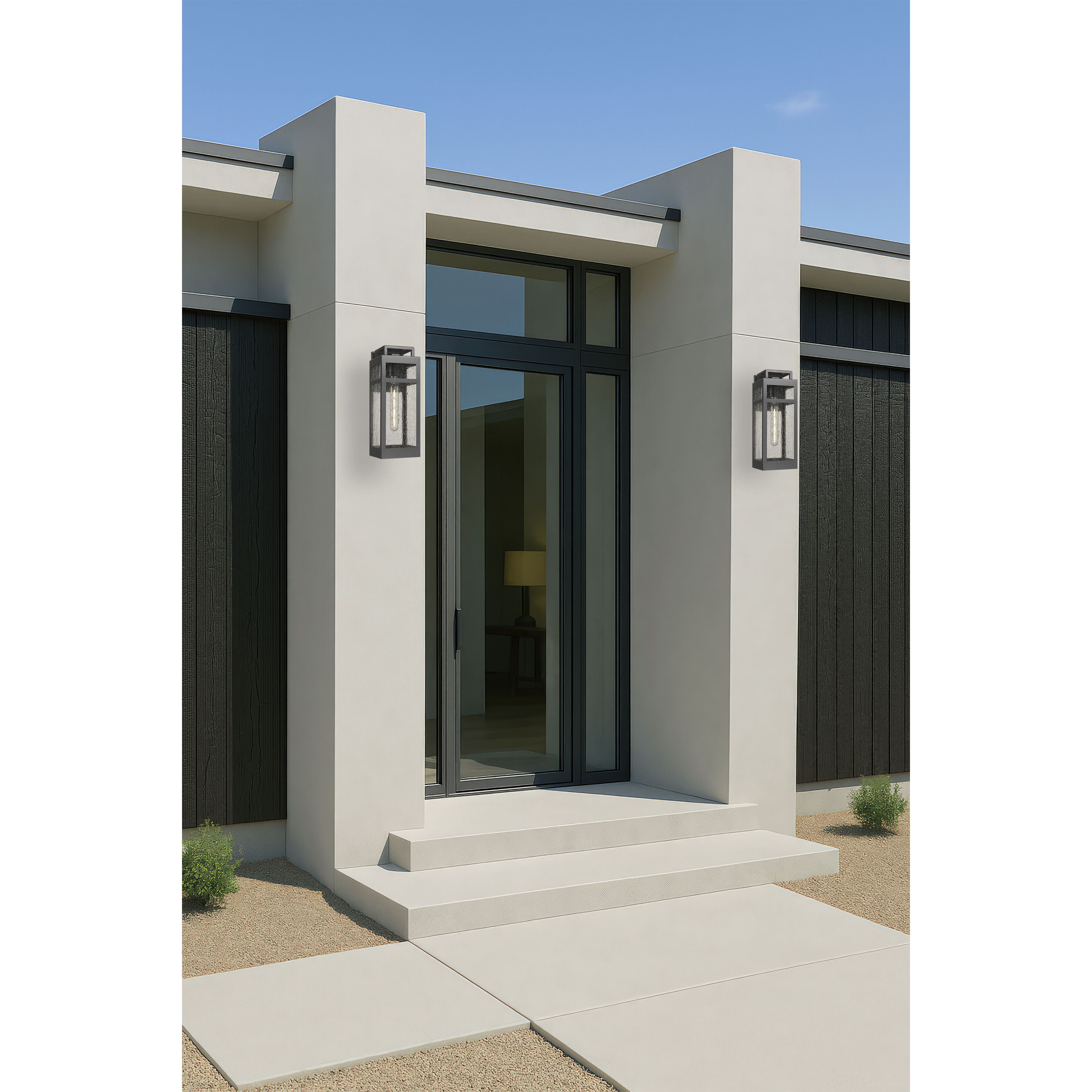 Ridgeway 1 Light 15.13 inch Matte Black Outdoor Sconce in Seedy Glass