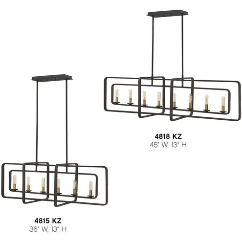Quentin LED 45 inch Buckeye Bronze with Heritage Brass Indoor Linear Foyer Light Ceiling Light