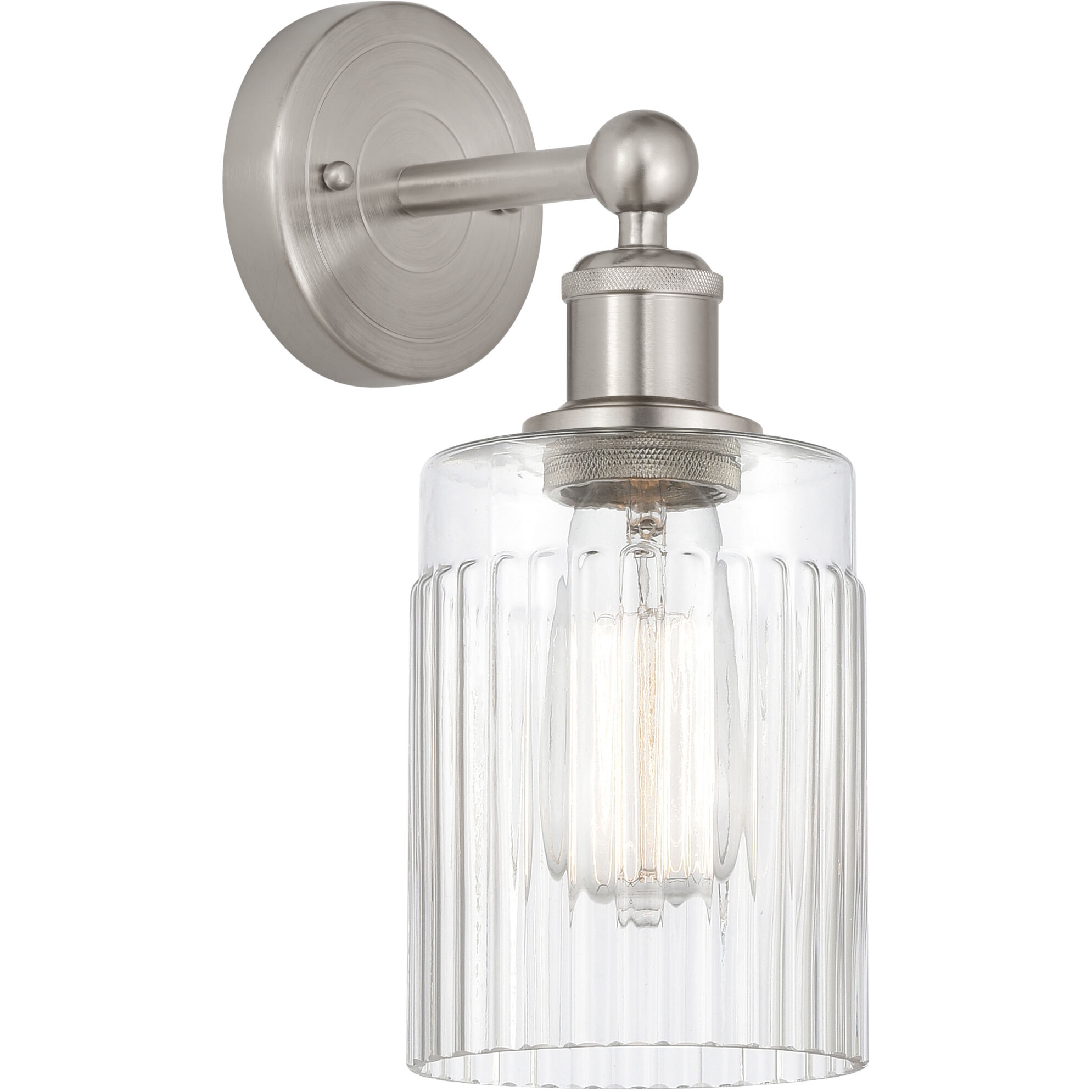 Edison Hadley 1 Light 5 inch Brushed Satin Nickel Sconce Wall Light in Clear Glass