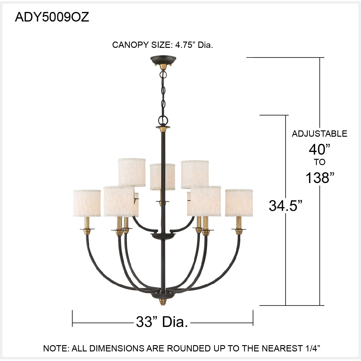 Audley 9 Light 33 inch Old Bronze Chandelier Ceiling Light