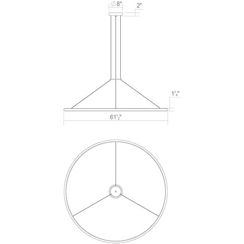 Luna LED 62 inch Painted Brass Pendant Ceiling Light