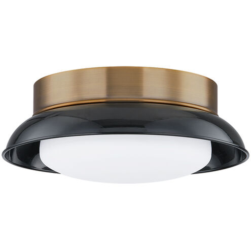 Arnie 1 Light 14.25 inch Patina Brass and Gloss Black Flush Mount Ceiling Light