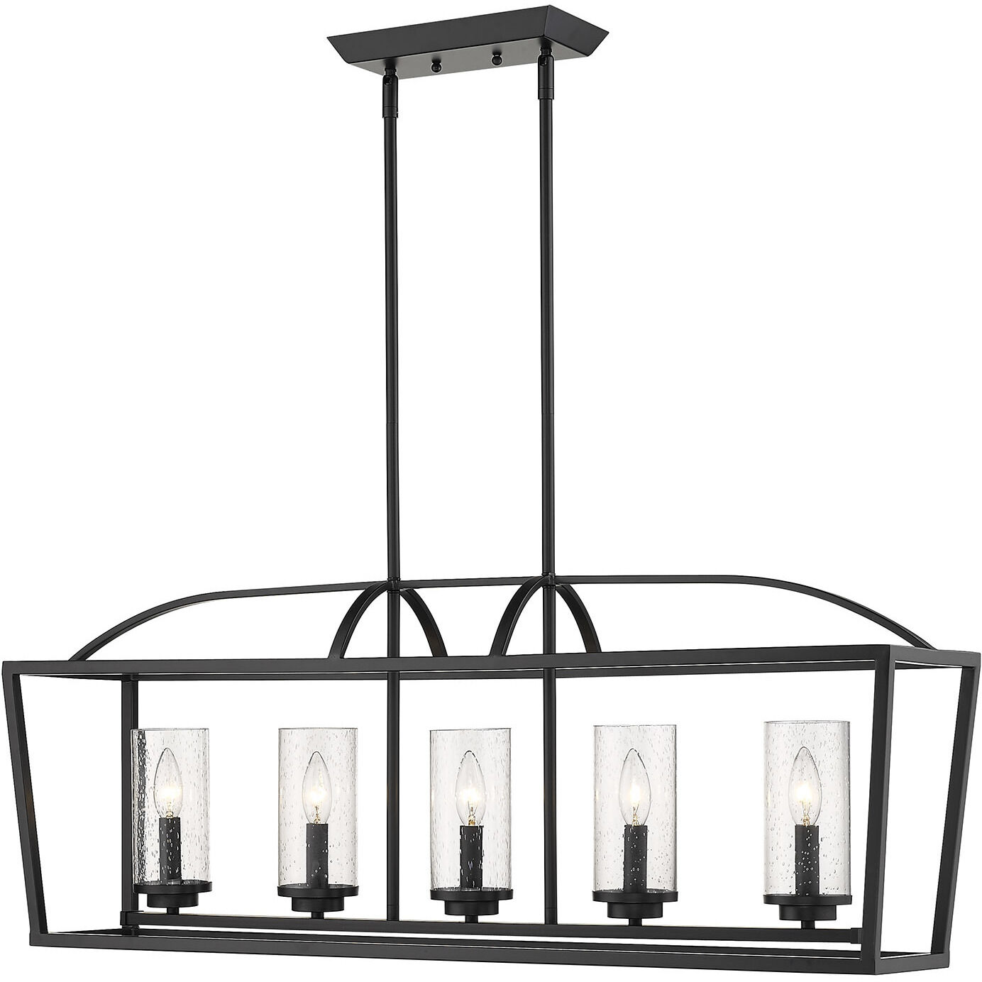 Mercer Island Light Ceiling Light in Seeded Glass, Matte Black/Matte Black