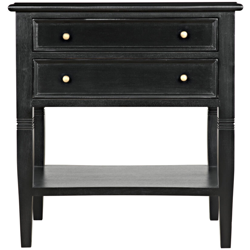 Oxford 30 X 28 inch Hand Rubbed Black Side Table, 2 Drawer