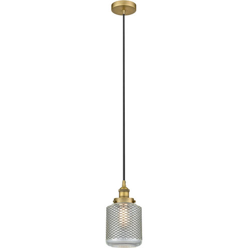Edison Stanton LED 6 inch Brushed Brass Mini Pendant Ceiling Light