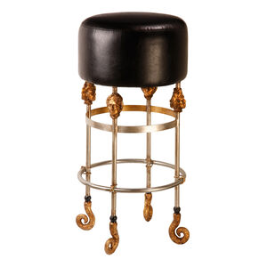 Armory 31 inch Chrome and Gold Bar Stool in Black, Flambeau