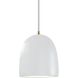Radiance Collection - Bell Single Drop Pendant in Antique Brass, Dedicated LED, Gloss White outside and inside, White, Form+Finish+Function