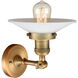 Franklin Restoration Halophane 1 Light 9 inch Brushed Brass Sconce Wall Light in Matte White Halophane Glass, Franklin Restoration