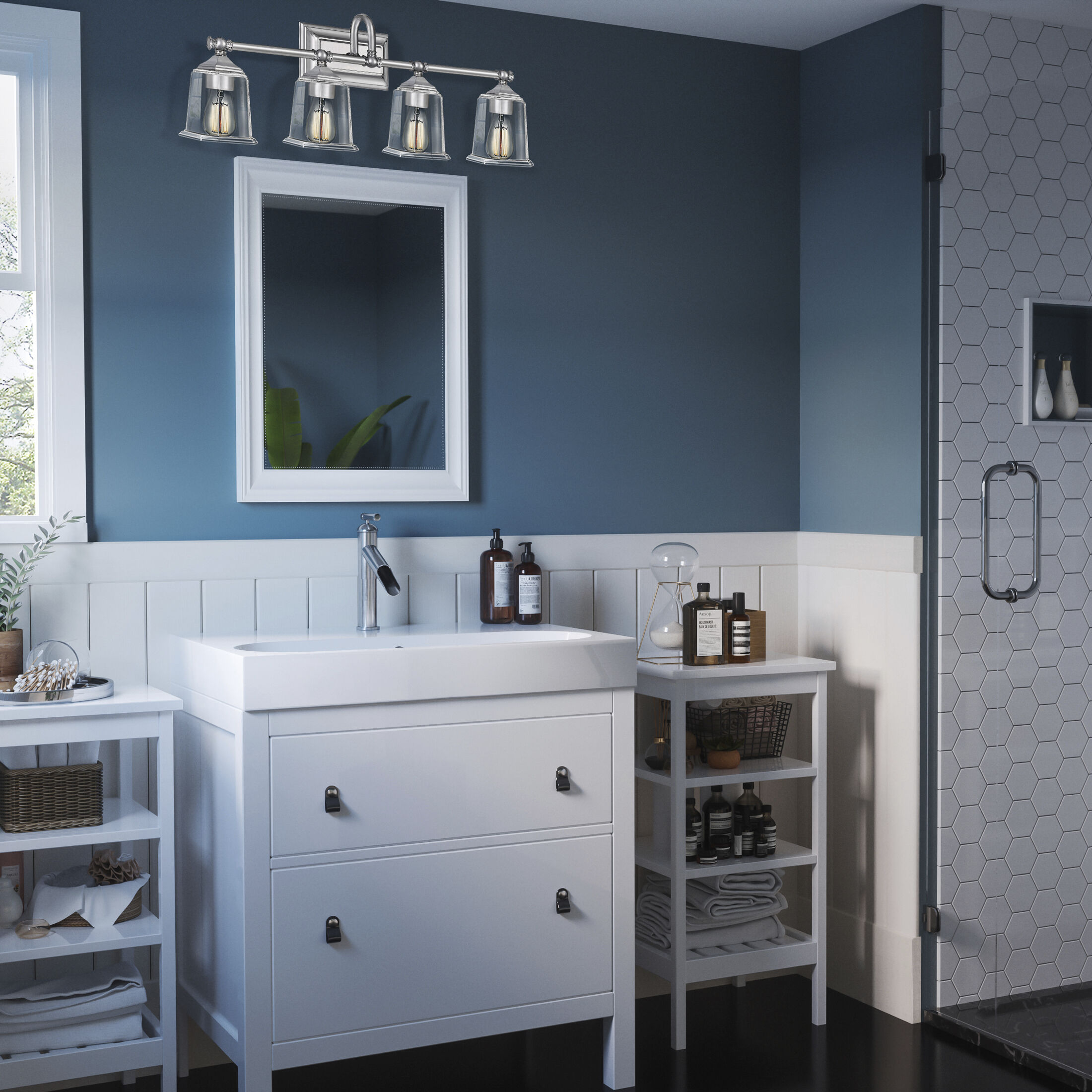 Nicholas 4 Light 31 inch Polished Chrome Bath Light Wall Light