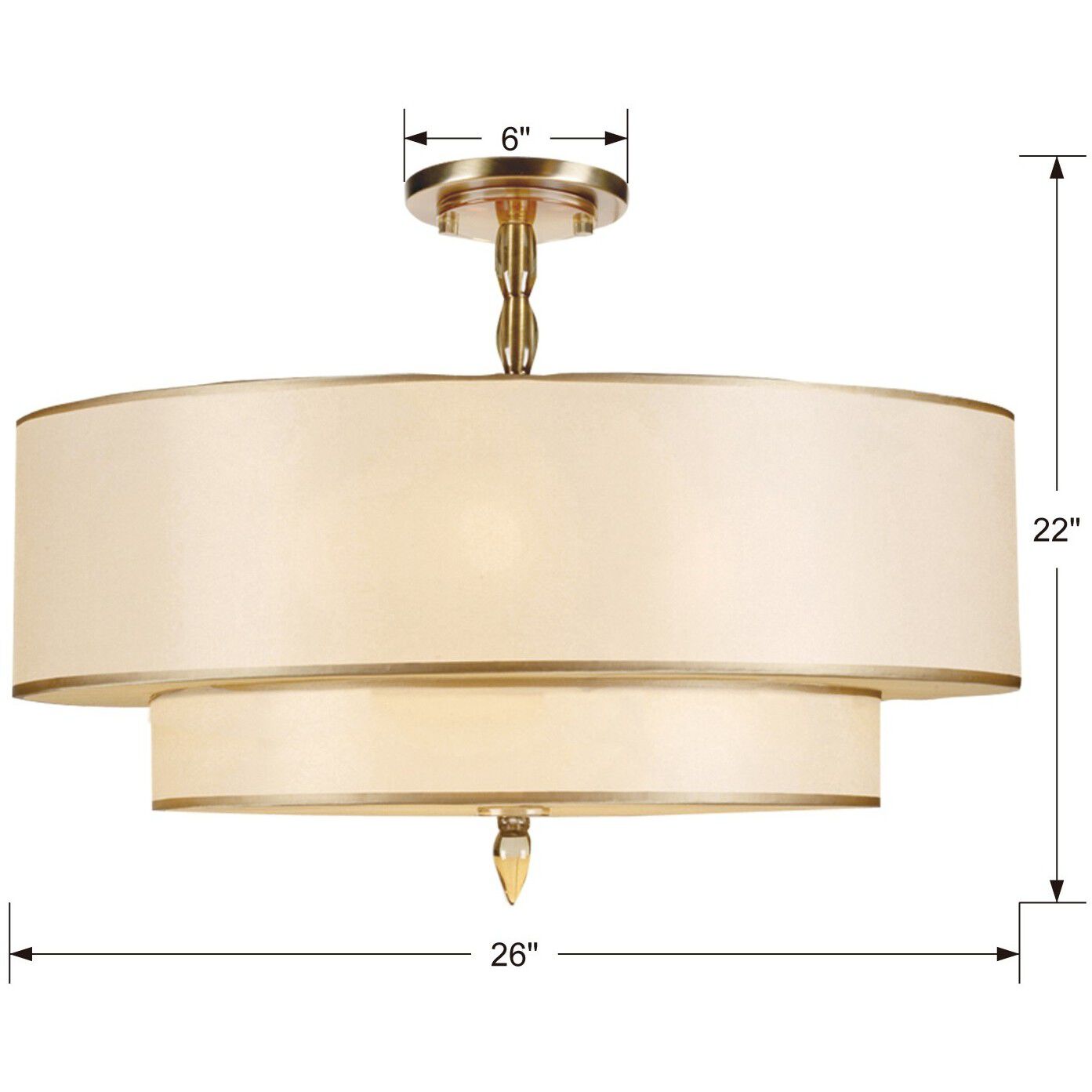 Luxo 5 Light 26 inch Antique Brass Semi Flush Ceiling Light