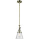 Franklin Restoration Cone 1 Light 6 inch Antique Brass Mini Pendant Ceiling Light in Incandescent, Seedy, Franklin Restoration