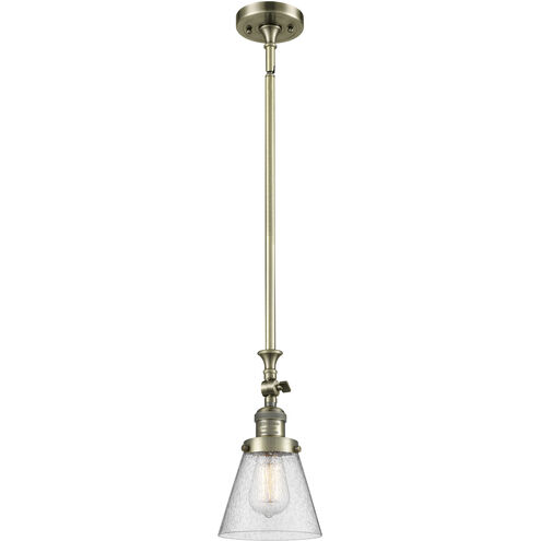 Franklin Restoration Cone 1 Light 6 inch Antique Brass Mini Pendant Ceiling Light in Incandescent, Seedy, Franklin Restoration