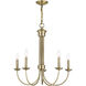 Estate 5 Light 25 inch Antique Brass Chandelier Ceiling Light