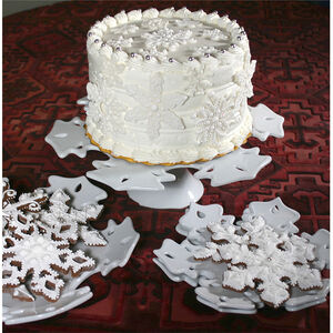 Snowflake 13.25 X 3.4 inch White Cake Stand