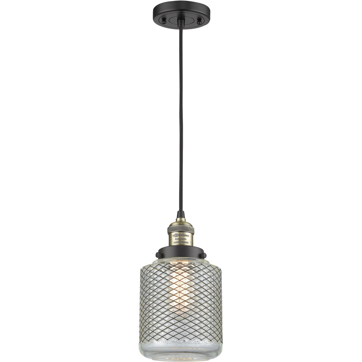 Franklin Restoration Stanton 1 Light 6 inch Black Antique Brass Mini Pendant Ceiling Light, Franklin Restoration