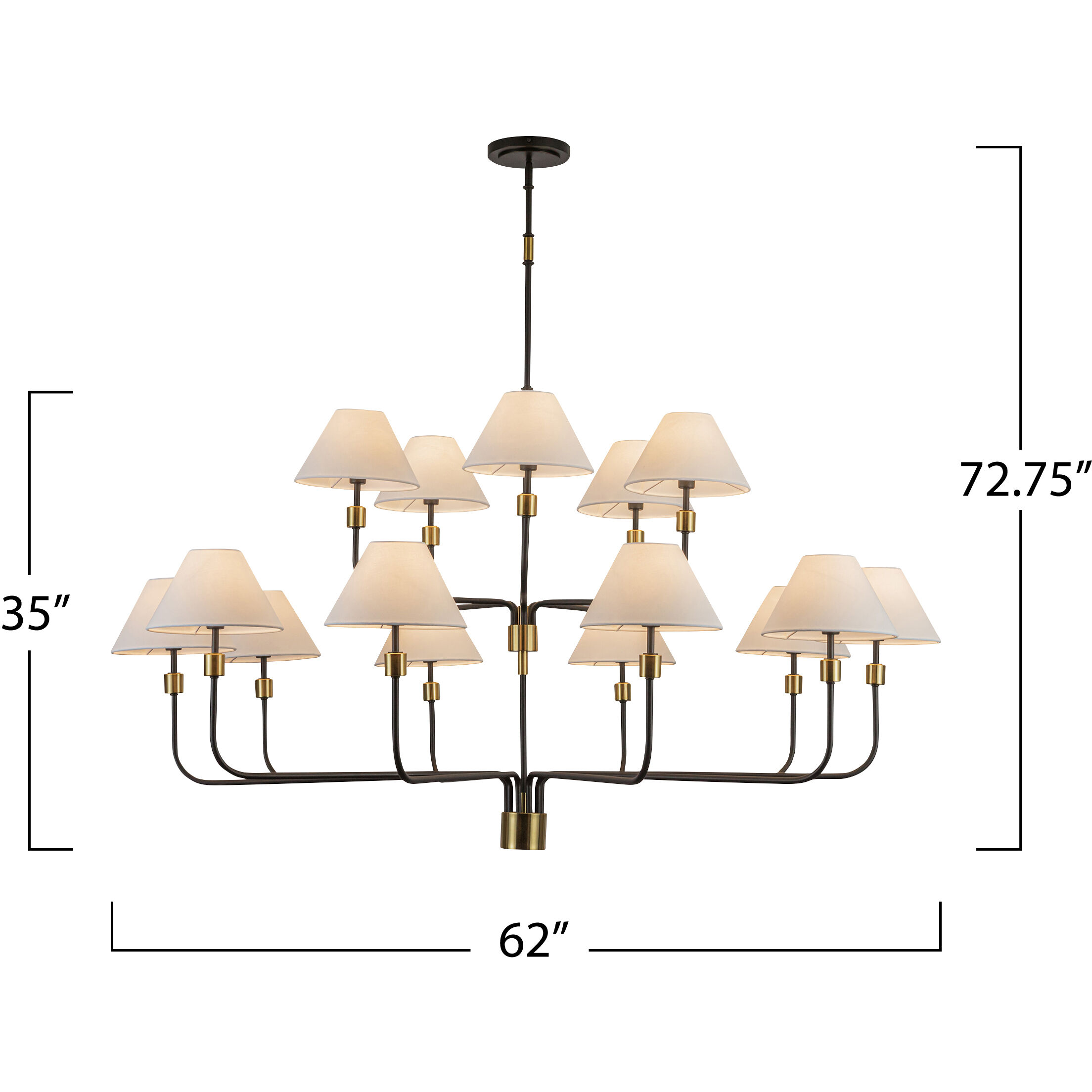 Providence 15 Light 62 inch Black and Brushed Brass Chandelier Ceiling Light