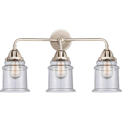 Nouveau 2 Canton 3 Light 24 inch Polished Nickel Bath Vanity Light Wall Light in Seedy Glass