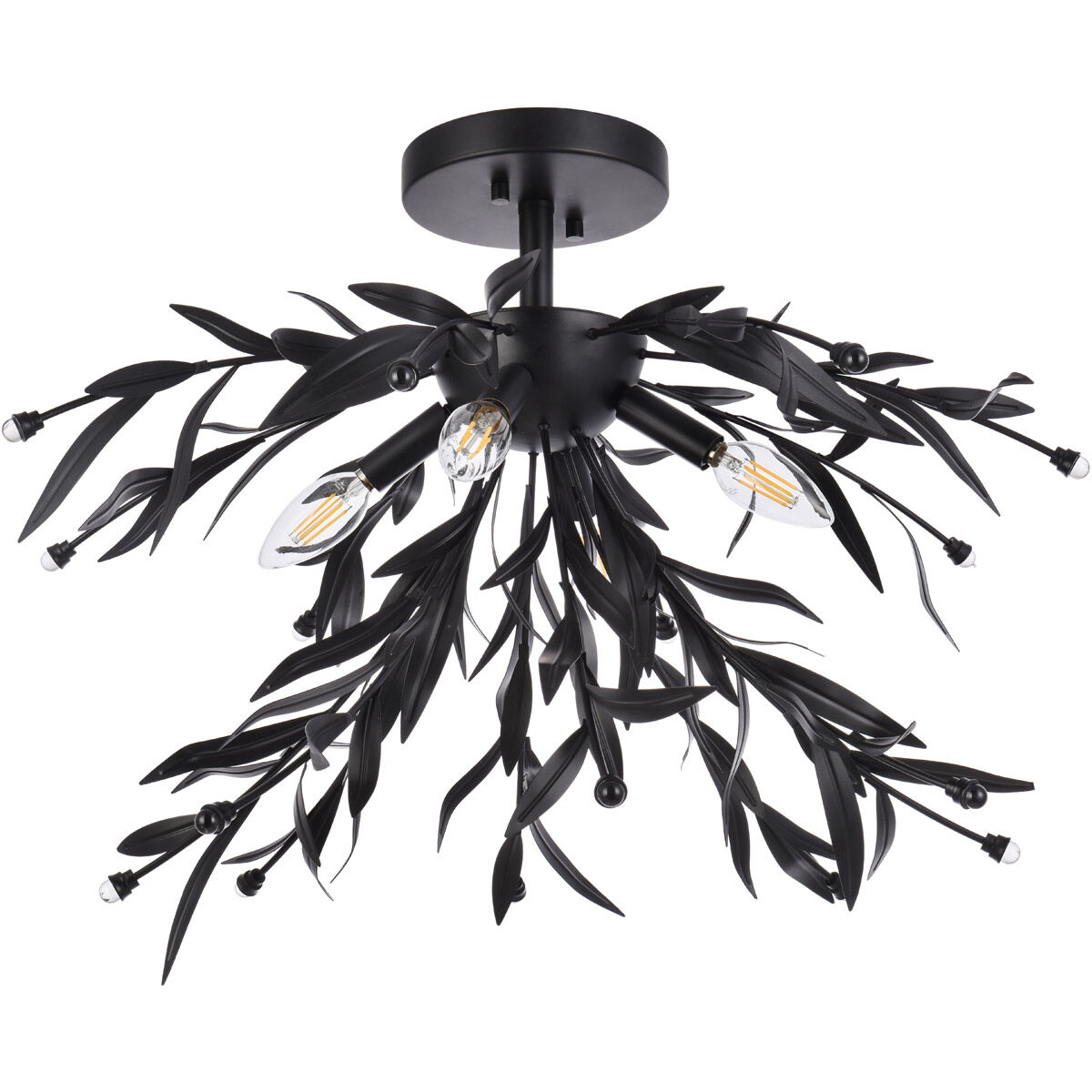 Priscilla 4 Light 23 inch Black Flush Mount Ceiling Light