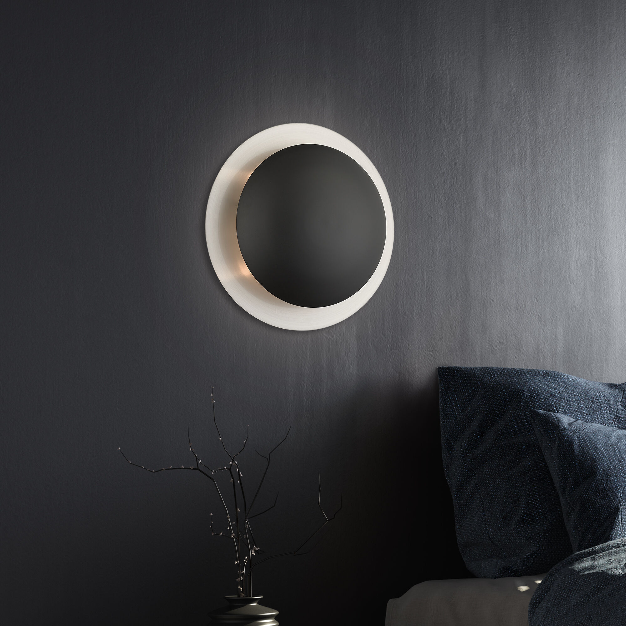 Ventura 2 Light 11 inch Black with Brushed Nickel Reflector Backplate Semi-Flush/Wall Sconce Ceiling Light, Medium