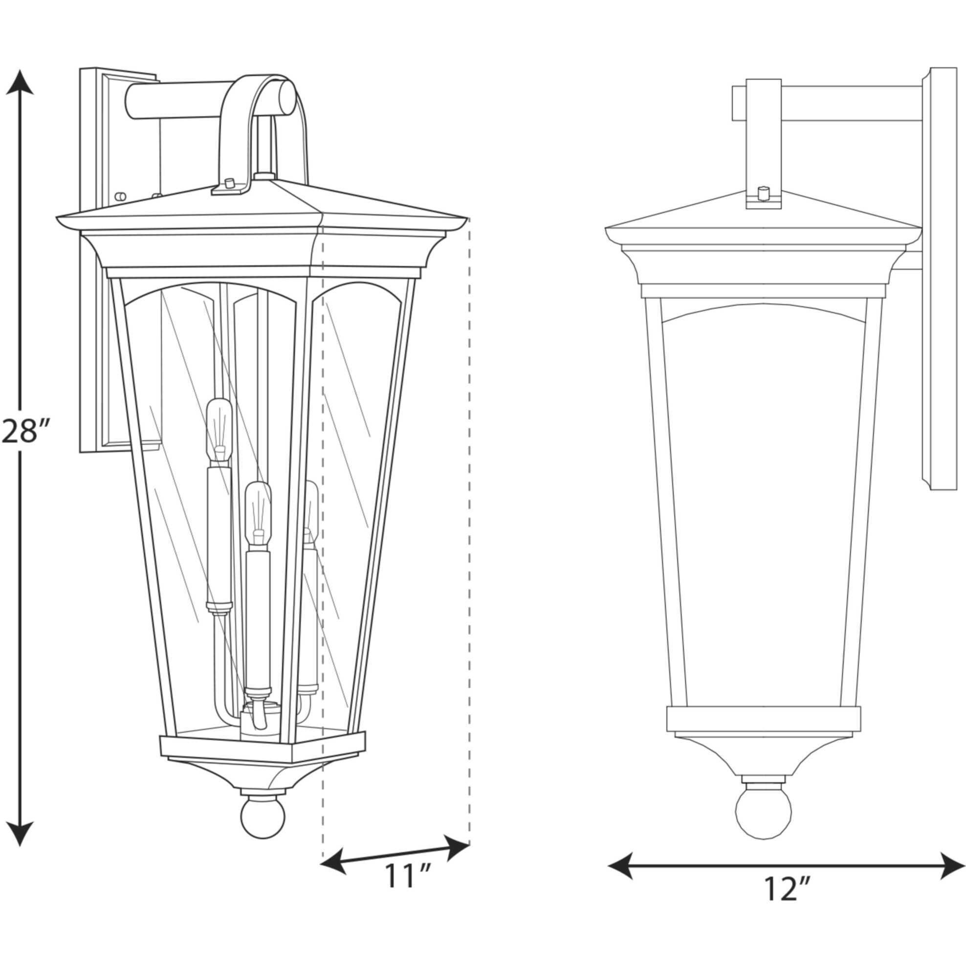 Chatsworth 3 Light 28 inch Textured Black Outdoor Wall Lantern, Large, Design Series