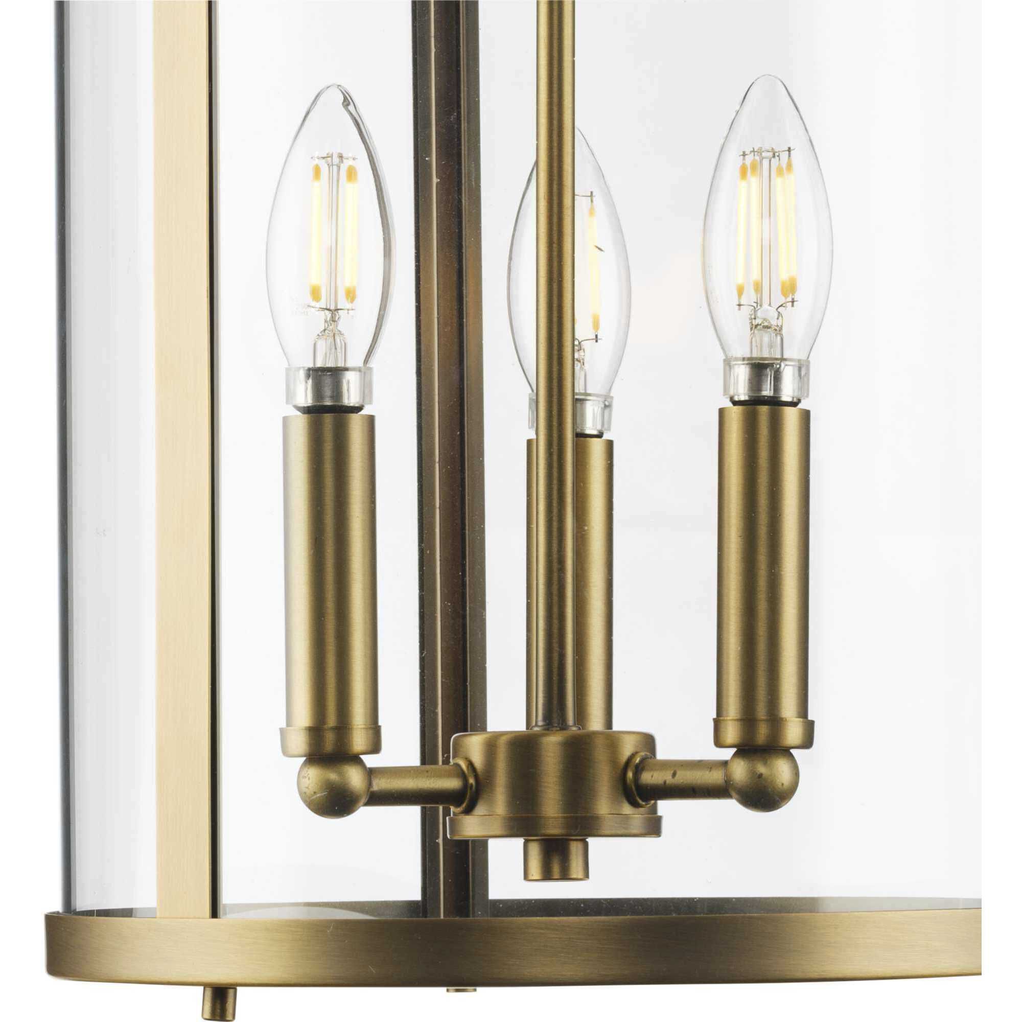 Gilliam 3 Light 10 inch Vintage Brass Foyer Light Ceiling Light