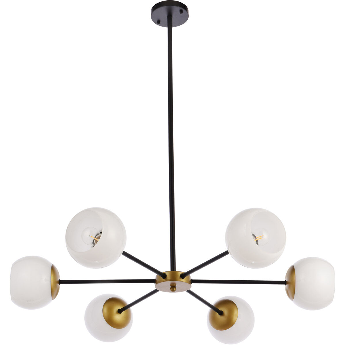 Briggs 6 Light 36 inch Black and Brass Pendant Ceiling Light