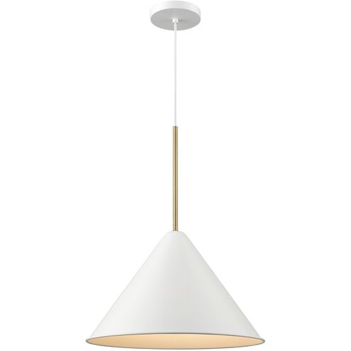 Lily 1 Light 15.75 inch Matte White and Brass Pendant Ceiling Light