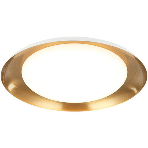 Lalonde LED 15 inch White Flush Mount Ceiling Light in White and Aged Gold Brass