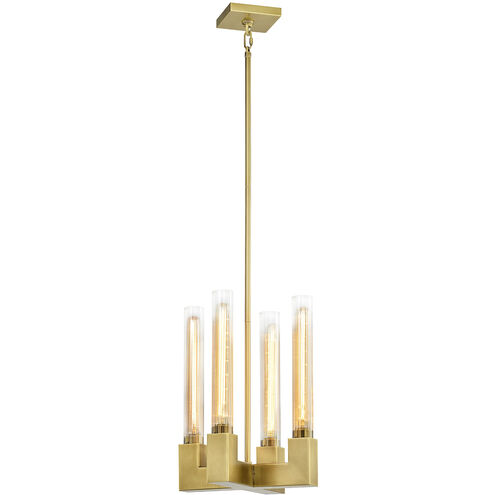 Placid 4 Light 12 inch Aged Brass Arm Pendant Ceiling Light