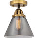 Nouveau 2 Large Cone 1 Light 7.75 inch Black Antique Brass Semi-Flush Mount Ceiling Light in Plated Smoke Glass