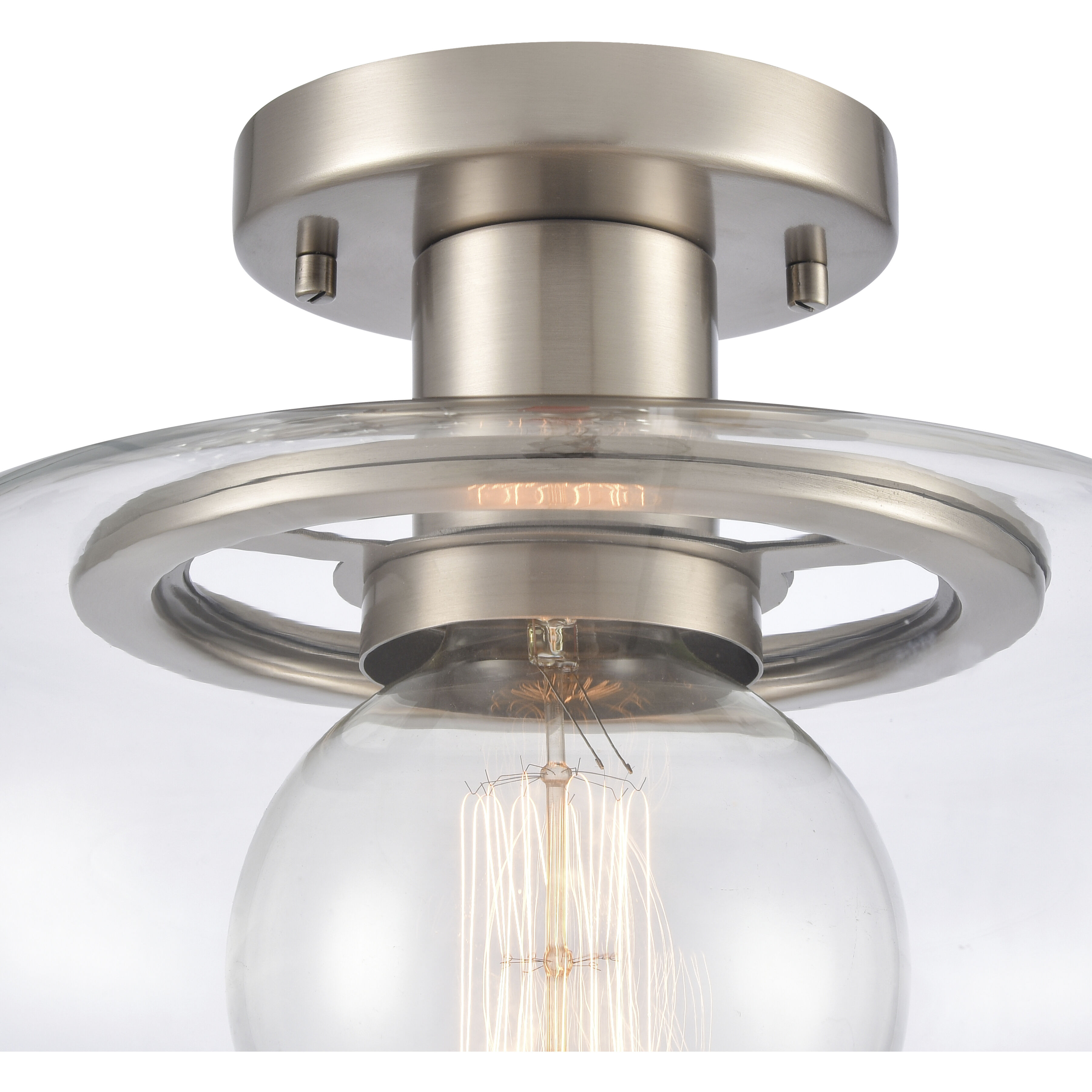 Clement 1 Light 13 inch Antique Nickel Semi Flush Mount Ceiling Light