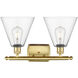 Ballston Ballston Cone 2 Light 18 inch Satin Gold Bath Vanity Light Wall Light in Clear Glass