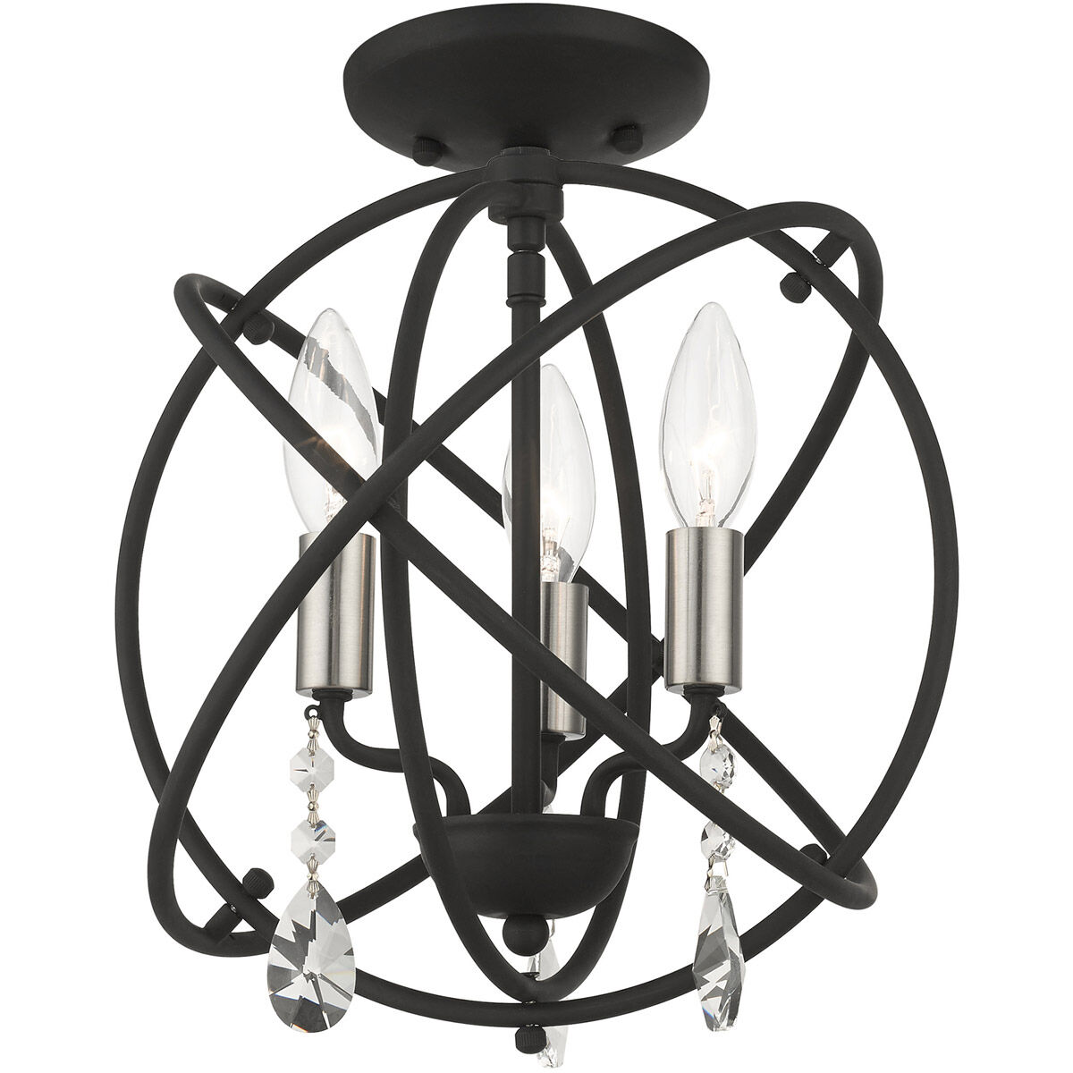 Aria 3 Light 12.63 inch Black Convertible Chandelier / Semi Flush Ceiling Light