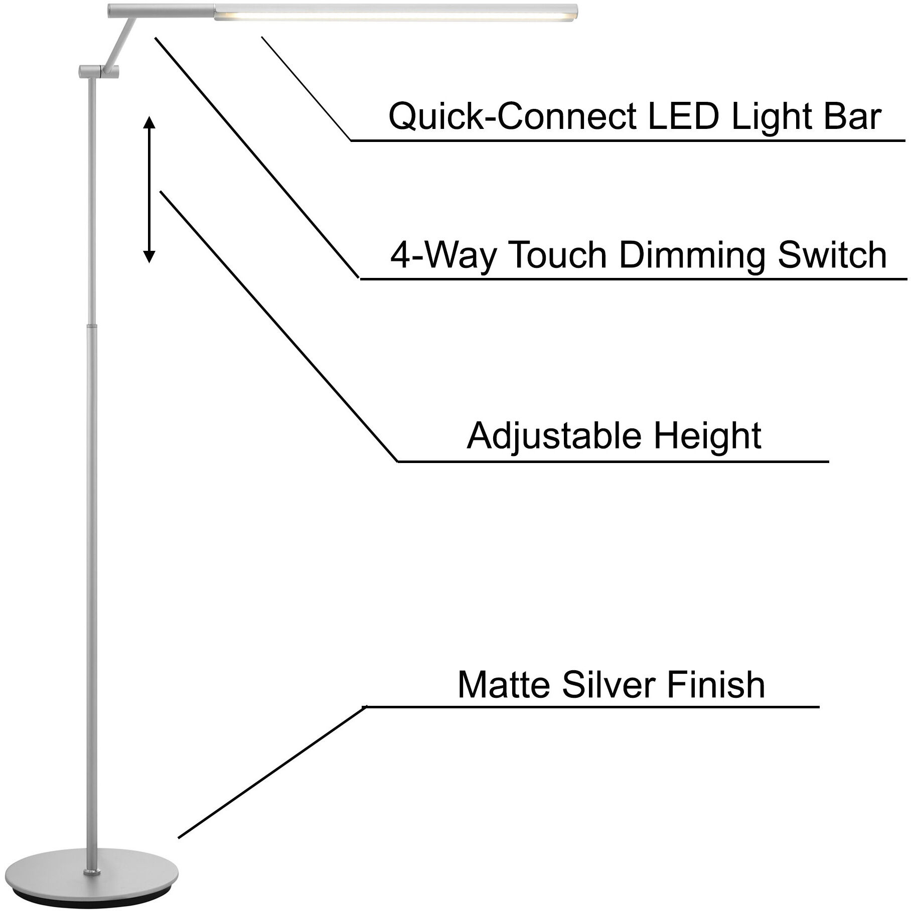 Tilla 59.25 inch 12.00 watt Silver Floor Lamp Portable Light