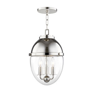 Kennedy 3 Light 10 inch Polished Nickel Pendant Ceiling Light