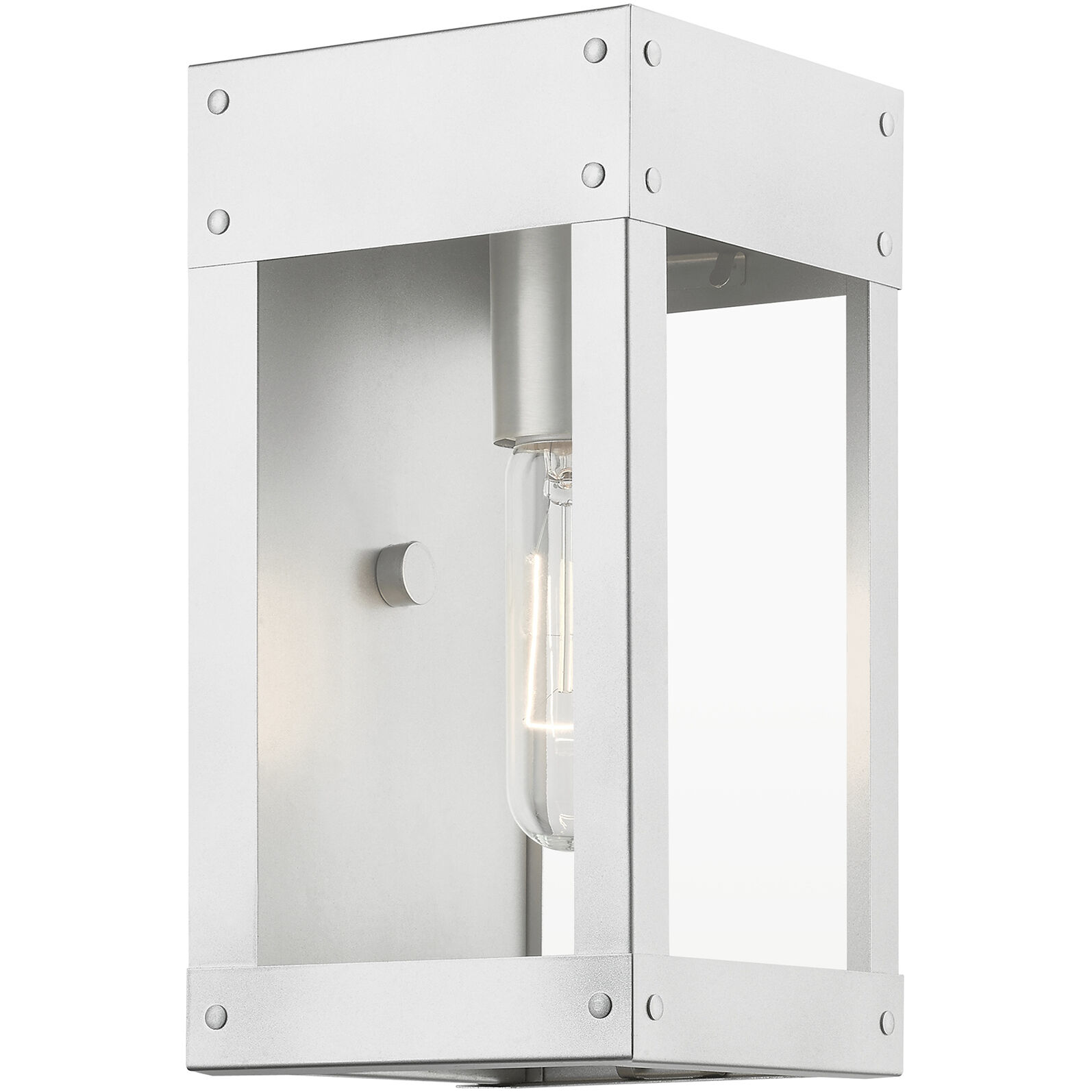 Barrett 1 Light 10 inch Painted Satin Nickel with Brushed Nickel Candle Outdoor Wall Lantern